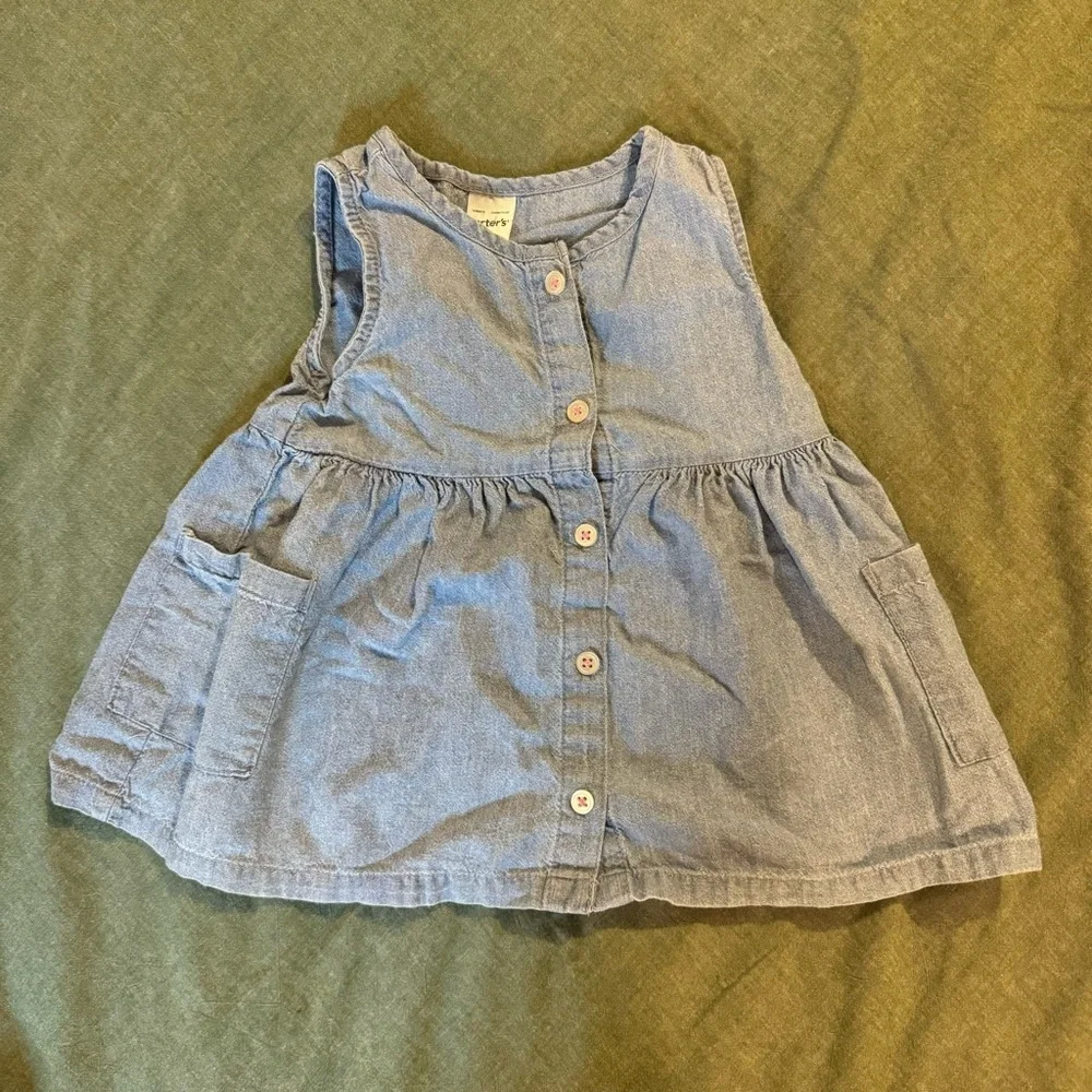Girl’s 18 month Denim Chambray 3 piece lot Dresses Romper Carter’s - Cat & Jack‎